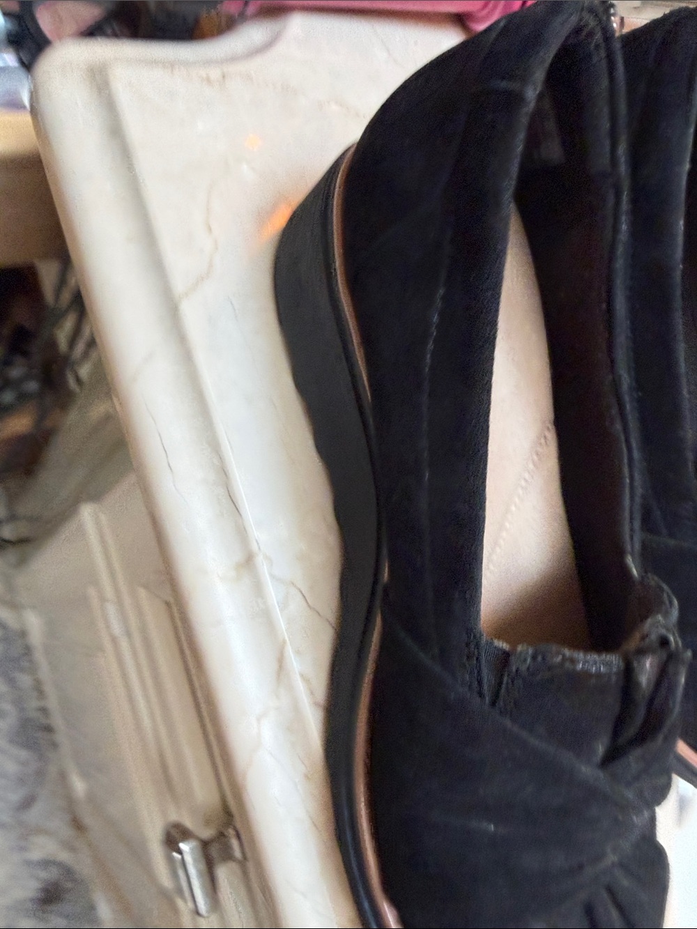 Clarks Women's Black Suede Loafers with Bow - Picture 5 of 5